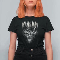 Funny Bigfoot Water Skiing Behind Nessie T Shirt For Women Cryptid Lover