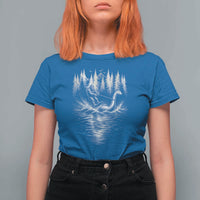 Funny Bigfoot Water Skiing Behind Nessie T Shirt For Women Cryptid Lover
