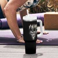 Funny Bigfoot Water Skiing Behind Nessie Tumbler With Handle Cryptid Lover