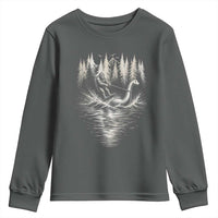Funny Bigfoot Water Skiing Behind Nessie Youth Sweatshirt Cryptid Lover