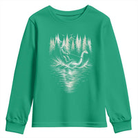 Funny Bigfoot Water Skiing Behind Nessie Youth Sweatshirt Cryptid Lover