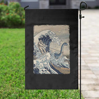 Funny Bigfoot Water Skiing Behind Nessie Garden Flag Ukiyoe Inspired Wave Art