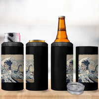 Funny Bigfoot Water Skiing Behind Nessie 4 in 1 Can Cooler Tumbler Ukiyoe Inspired Wave Art