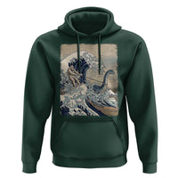 Funny Bigfoot Water Skiing Behind Nessie Hoodie Ukiyoe Inspired Wave Art