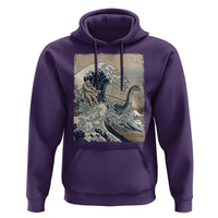 Funny Bigfoot Water Skiing Behind Nessie Hoodie Ukiyoe Inspired Wave Art