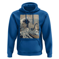 Funny Bigfoot Water Skiing Behind Nessie Hoodie Ukiyoe Inspired Wave Art