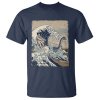 Funny Bigfoot Water Skiing Behind Nessie T Shirt Ukiyoe Inspired Wave Art