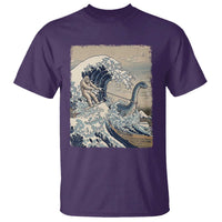 Funny Bigfoot Water Skiing Behind Nessie T Shirt Ukiyoe Inspired Wave Art