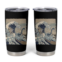 Funny Bigfoot Water Skiing Behind Nessie Tumbler Cup Ukiyoe Inspired Wave Art
