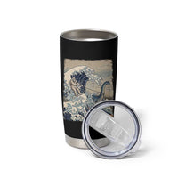 Funny Bigfoot Water Skiing Behind Nessie Tumbler Cup Ukiyoe Inspired Wave Art