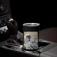 Funny Bigfoot Water Skiing Behind Nessie Tumbler Cup Ukiyoe Inspired Wave Art