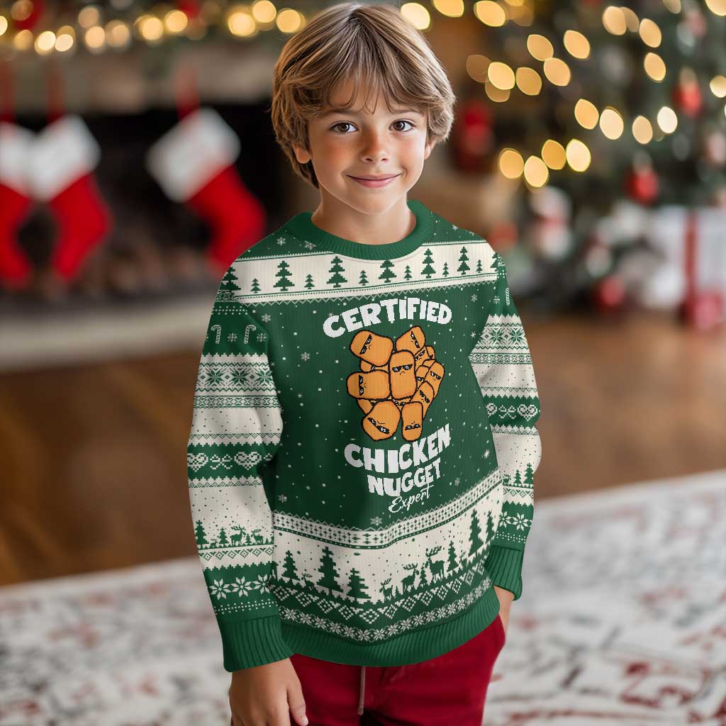 Funny Food Lover Gift Ugly Christmas Sweater Certified Chicken Nugget Expert - Wonder Print Shop