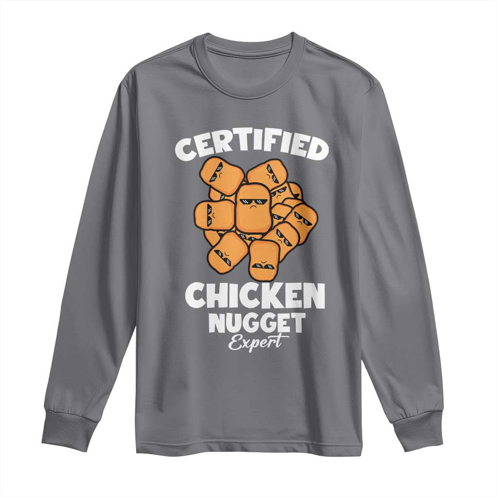 Funny Food Lover Gift Long Sleeve Shirt Certified Chicken Nugget Expert - Wonder Print Shop