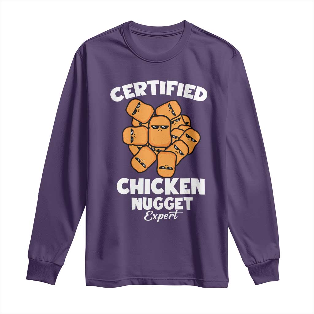 Funny Food Lover Gift Long Sleeve Shirt Certified Chicken Nugget Expert - Wonder Print Shop