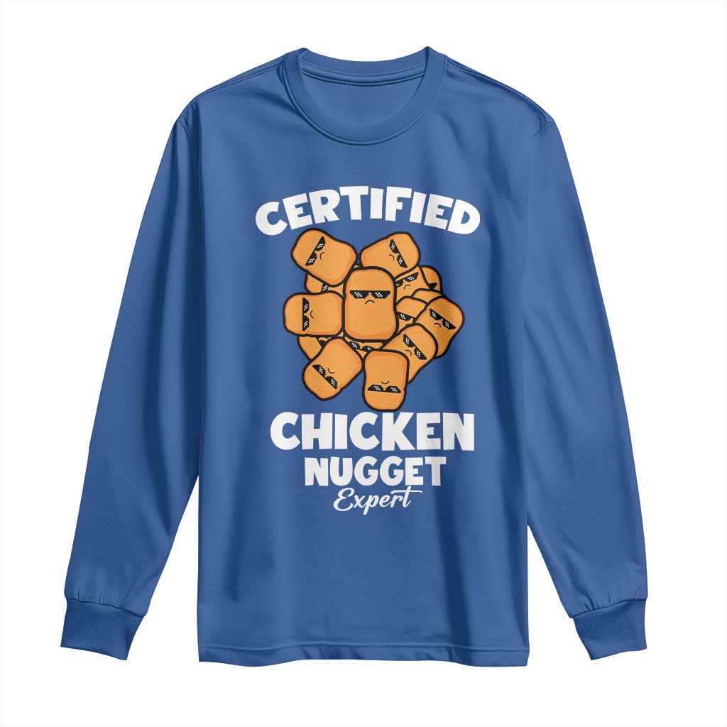 Funny Food Lover Gift Long Sleeve Shirt Certified Chicken Nugget Expert - Wonder Print Shop