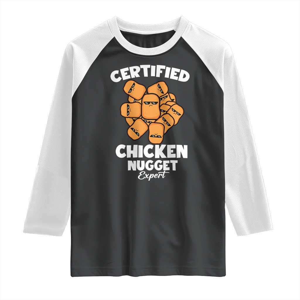Funny Food Lover Gift Raglan Shirt Certified Chicken Nugget Expert - Wonder Print Shop