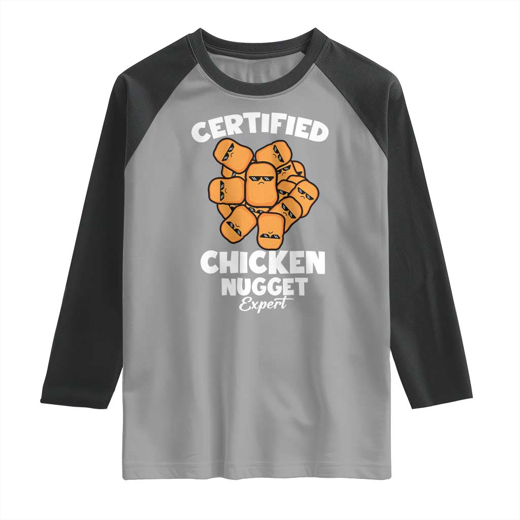 Funny Food Lover Gift Raglan Shirt Certified Chicken Nugget Expert - Wonder Print Shop