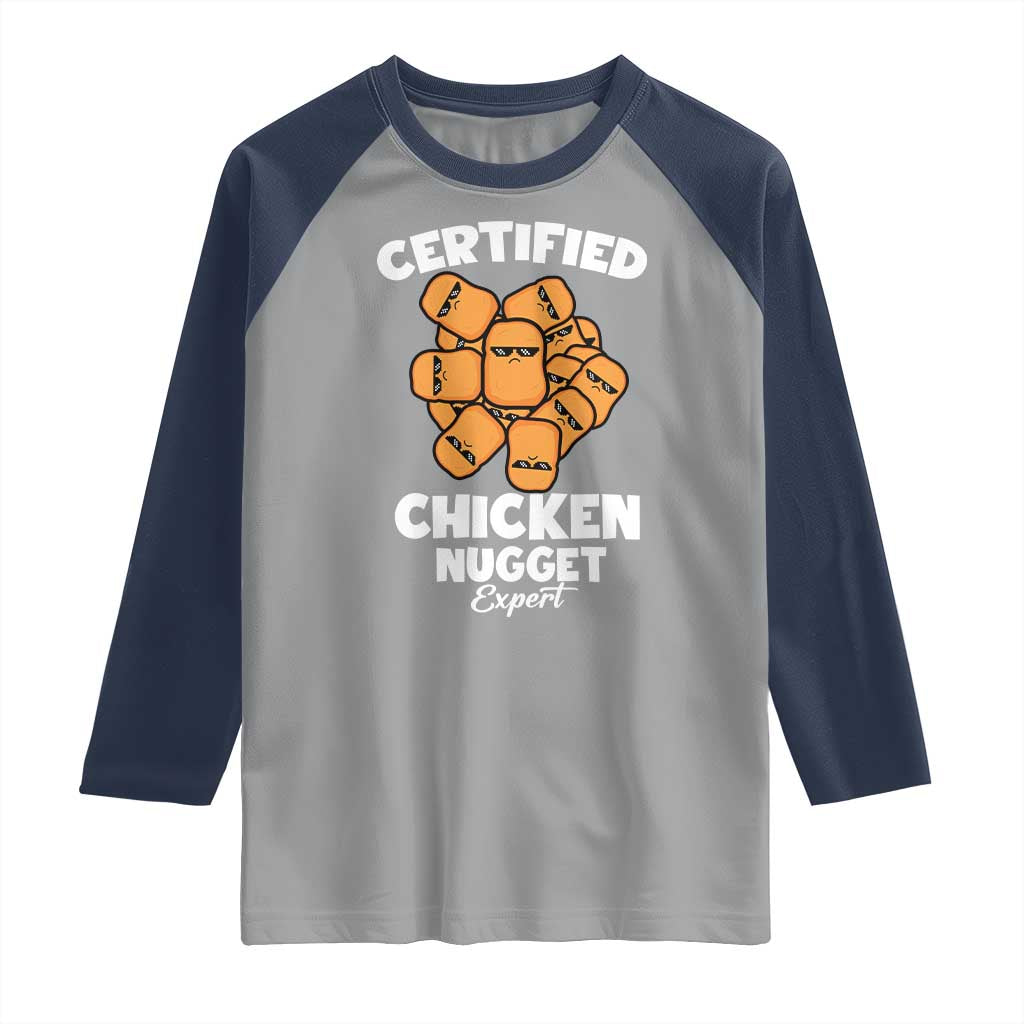 Funny Food Lover Gift Raglan Shirt Certified Chicken Nugget Expert - Wonder Print Shop