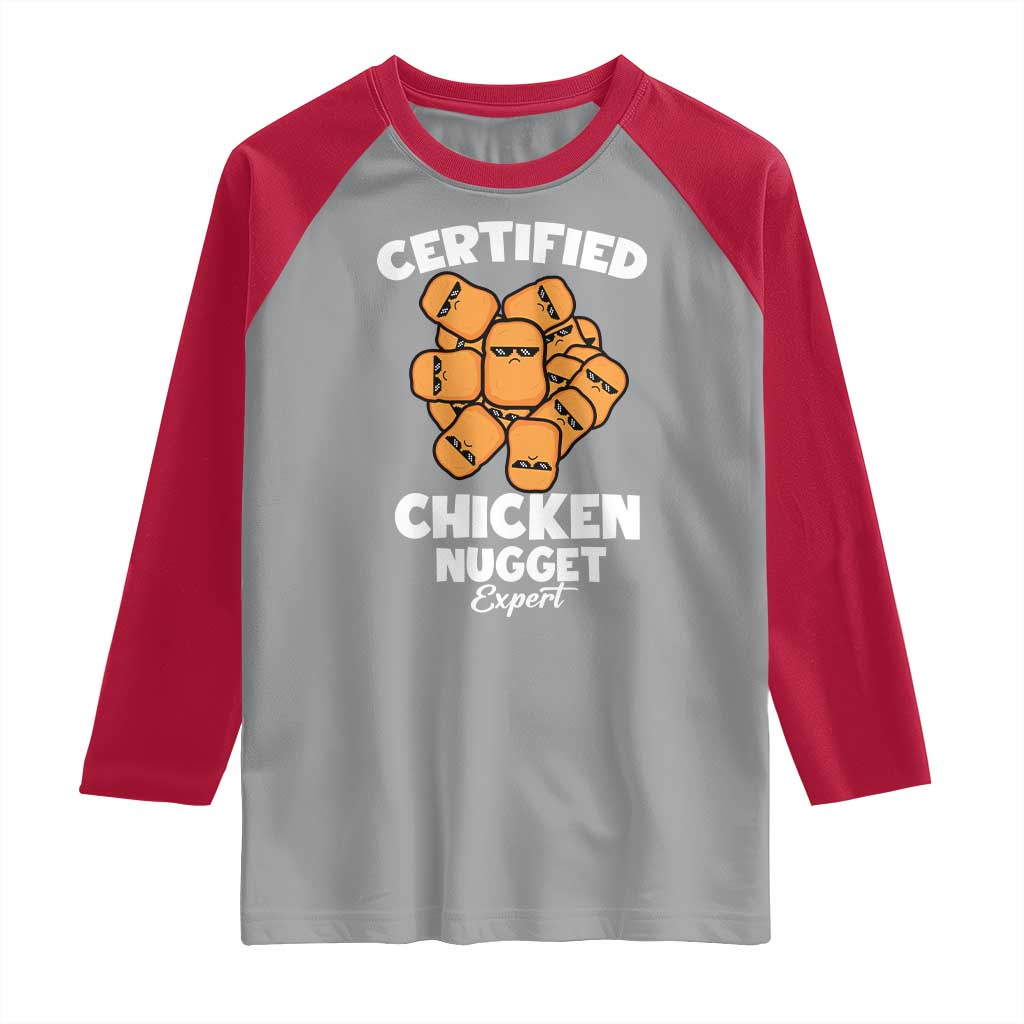 Funny Food Lover Gift Raglan Shirt Certified Chicken Nugget Expert - Wonder Print Shop