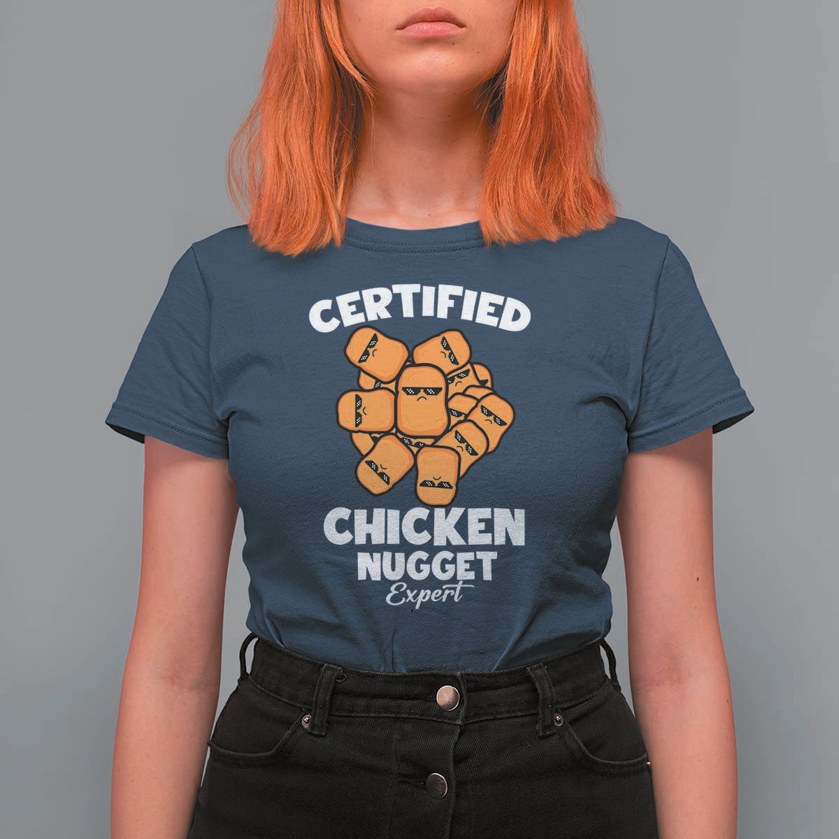 Funny Food Lover Gift T Shirt For Women Certified Chicken Nugget Expert - Wonder Print Shop