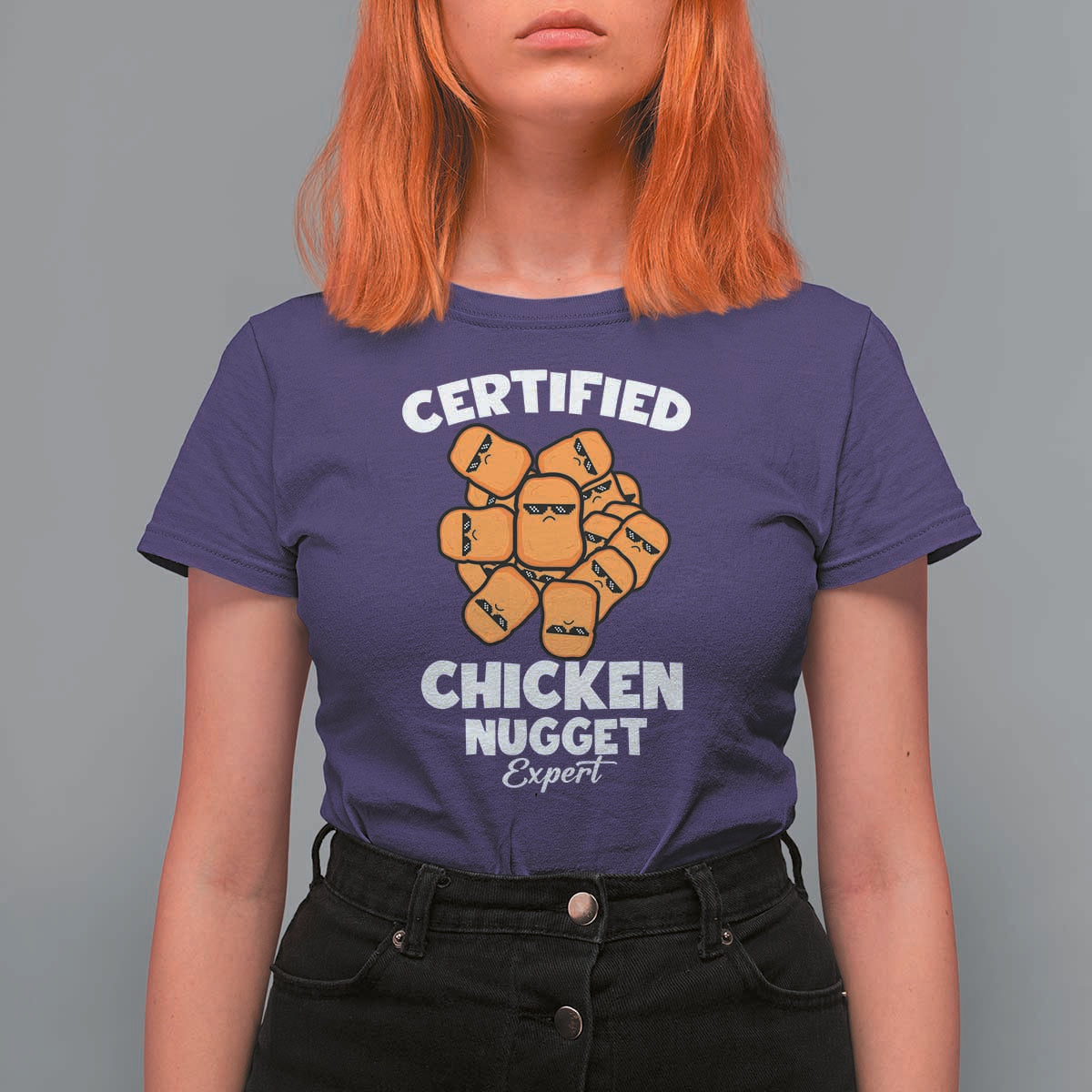 Funny Food Lover Gift T Shirt For Women Certified Chicken Nugget Expert - Wonder Print Shop