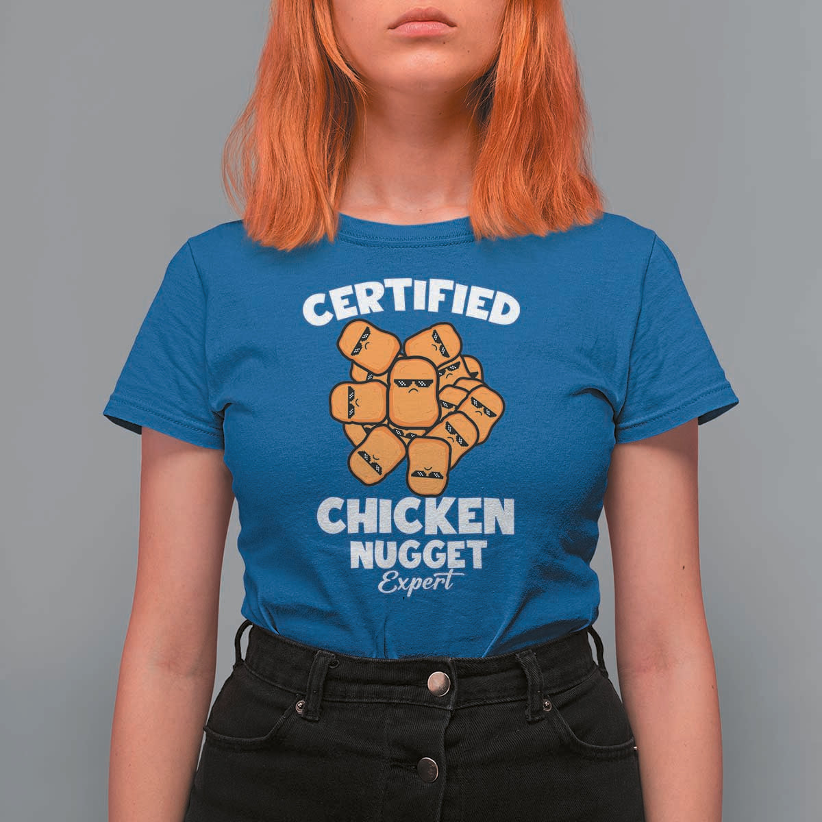 Funny Food Lover Gift T Shirt For Women Certified Chicken Nugget Expert - Wonder Print Shop