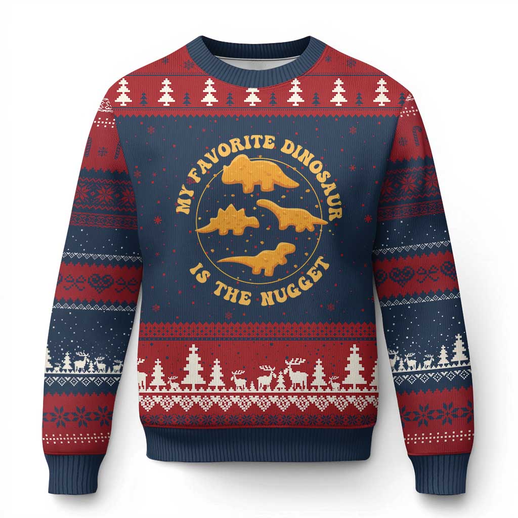 My Favorite Dinosaur Is The Nugget Ugly Christmas Sweater Funny Food Lover Gift - Wonder Print Shop