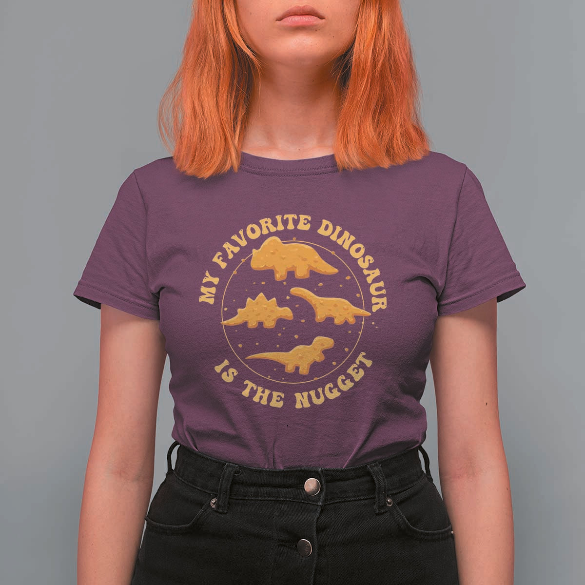My Favorite Dinosaur Is The Nugget T Shirt For Women Funny Food Lover Gift - Wonder Print Shop