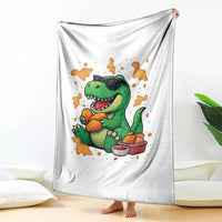 Funny Dinosaur Eating Chicken Nuggets Throw Blanket Food Lover Gift - Wonder Print Shop