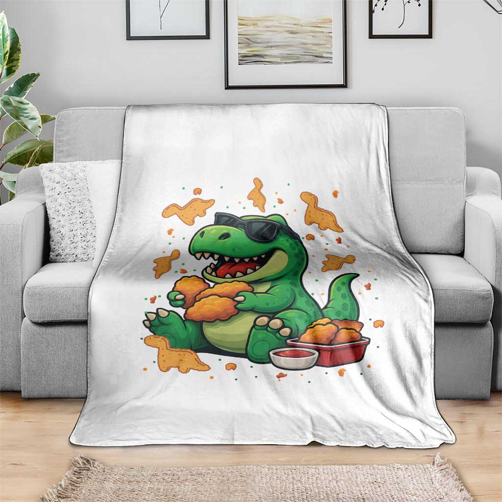 Funny Dinosaur Eating Chicken Nuggets Throw Blanket Food Lover Gift - Wonder Print Shop
