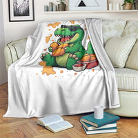 Funny Dinosaur Eating Chicken Nuggets Throw Blanket Food Lover Gift - Wonder Print Shop