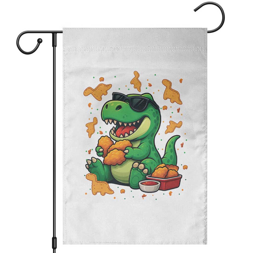 Funny Dinosaur Eating Chicken Nuggets Garden Flag Food Lover Gift - Wonder Print Shop
