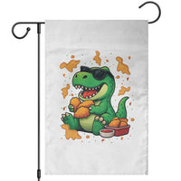 Funny Dinosaur Eating Chicken Nuggets Garden Flag Food Lover Gift - Wonder Print Shop