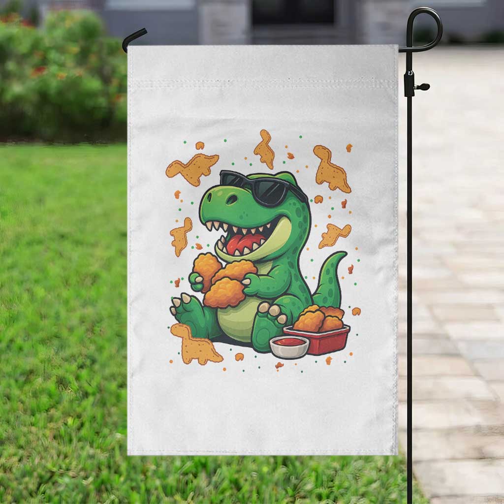 Funny Dinosaur Eating Chicken Nuggets Garden Flag Food Lover Gift - Wonder Print Shop