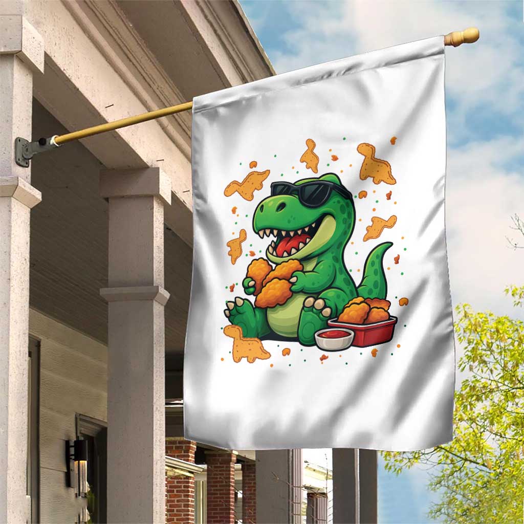 Funny Dinosaur Eating Chicken Nuggets Garden Flag Food Lover Gift - Wonder Print Shop
