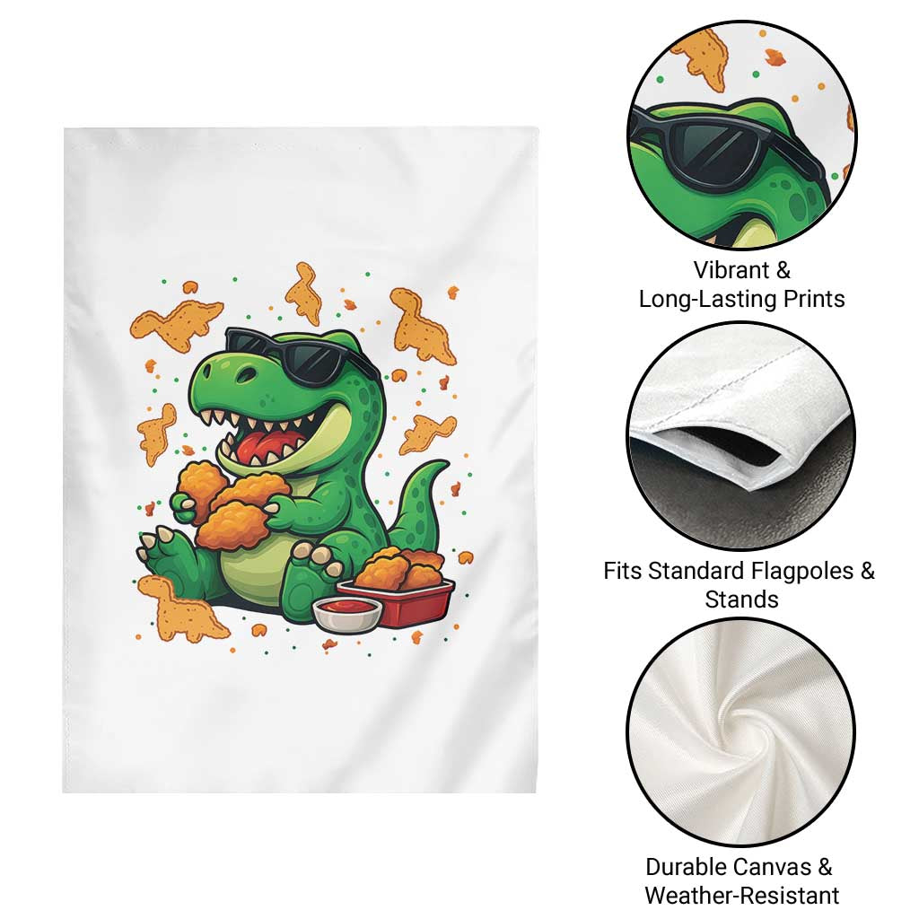 Funny Dinosaur Eating Chicken Nuggets Garden Flag Food Lover Gift - Wonder Print Shop