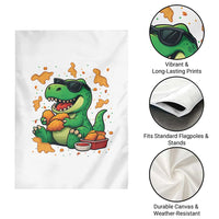 Funny Dinosaur Eating Chicken Nuggets Garden Flag Food Lover Gift - Wonder Print Shop