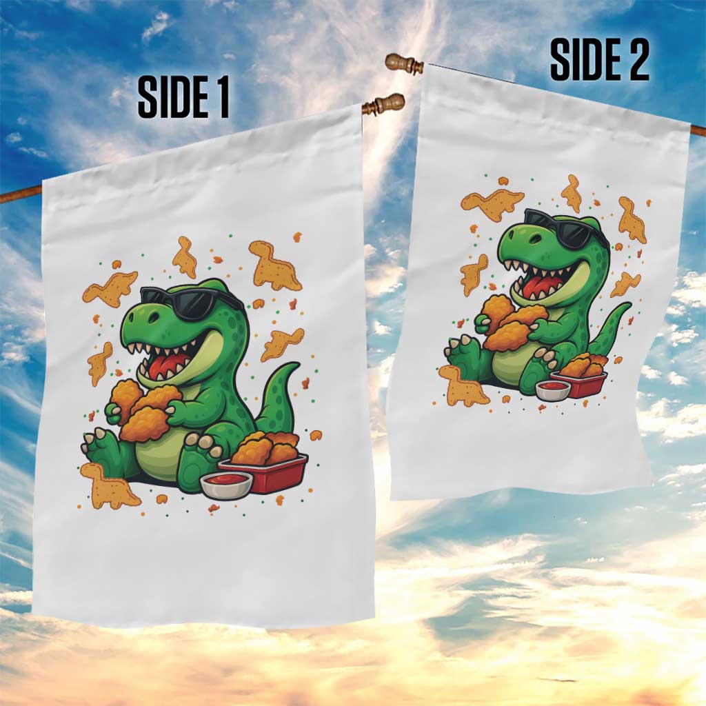 Funny Dinosaur Eating Chicken Nuggets Garden Flag Food Lover Gift - Wonder Print Shop