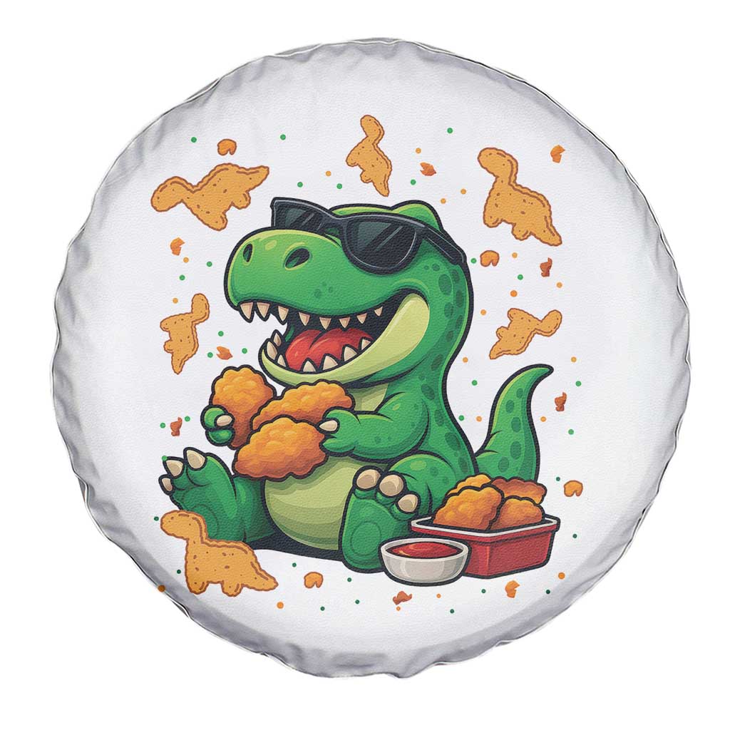 Funny Dinosaur Eating Chicken Nuggets Spare Tire Cover Food Lover Gift - Wonder Print Shop
