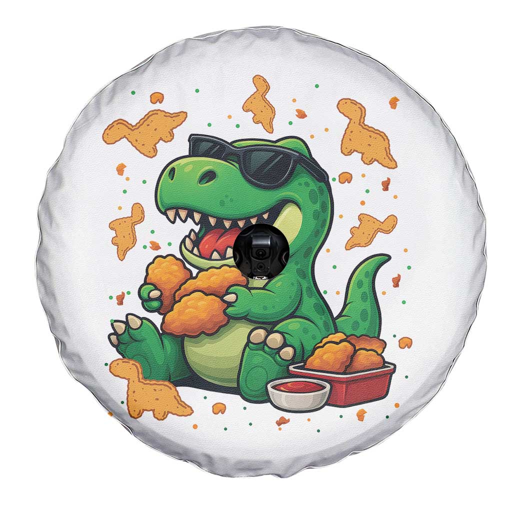 Funny Dinosaur Eating Chicken Nuggets Spare Tire Cover Food Lover Gift - Wonder Print Shop