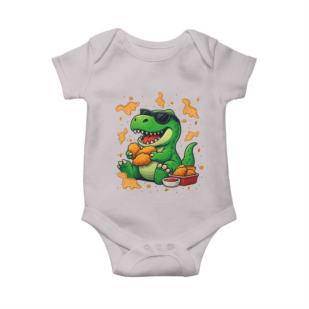 Funny Dinosaur Eating Chicken Nuggets Baby Onesie Food Lover Gift - Wonder Print Shop
