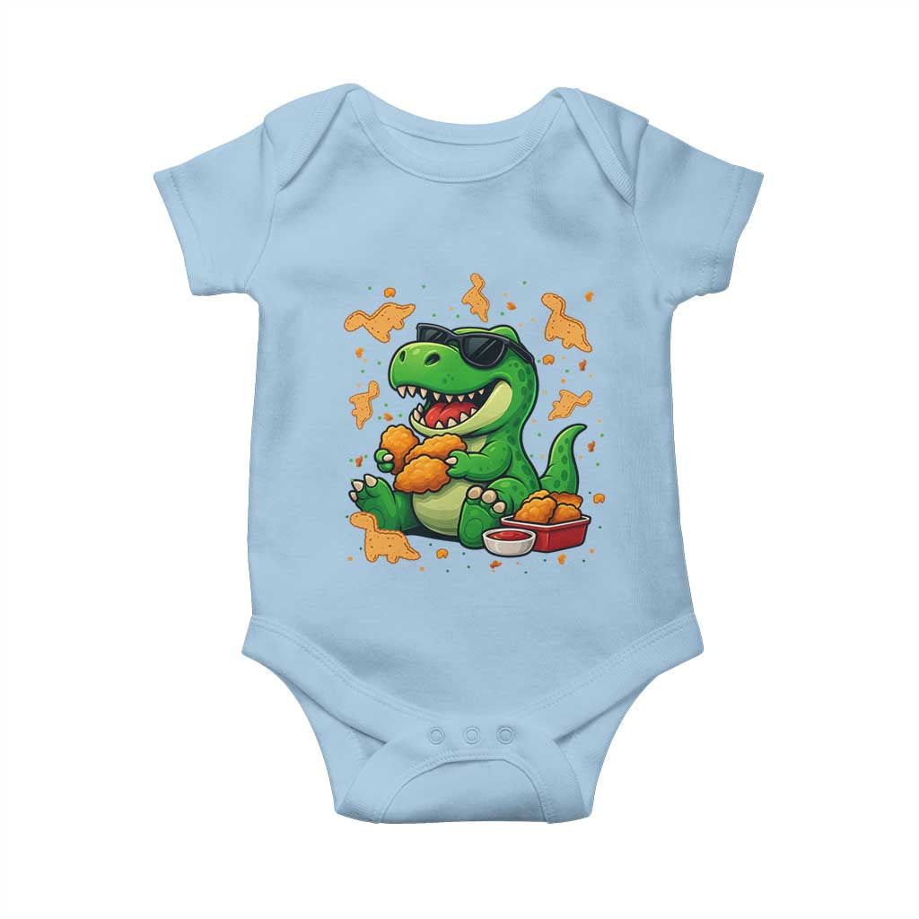 Funny Dinosaur Eating Chicken Nuggets Baby Onesie Food Lover Gift - Wonder Print Shop