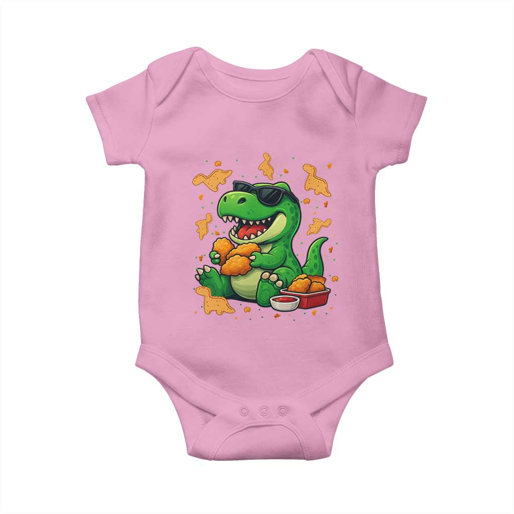 Funny Dinosaur Eating Chicken Nuggets Baby Onesie Food Lover Gift - Wonder Print Shop