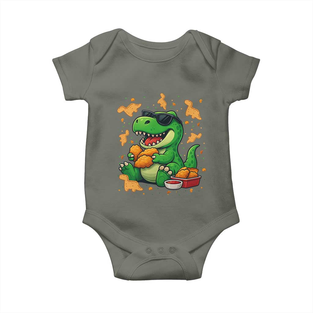 Funny Dinosaur Eating Chicken Nuggets Baby Onesie Food Lover Gift - Wonder Print Shop