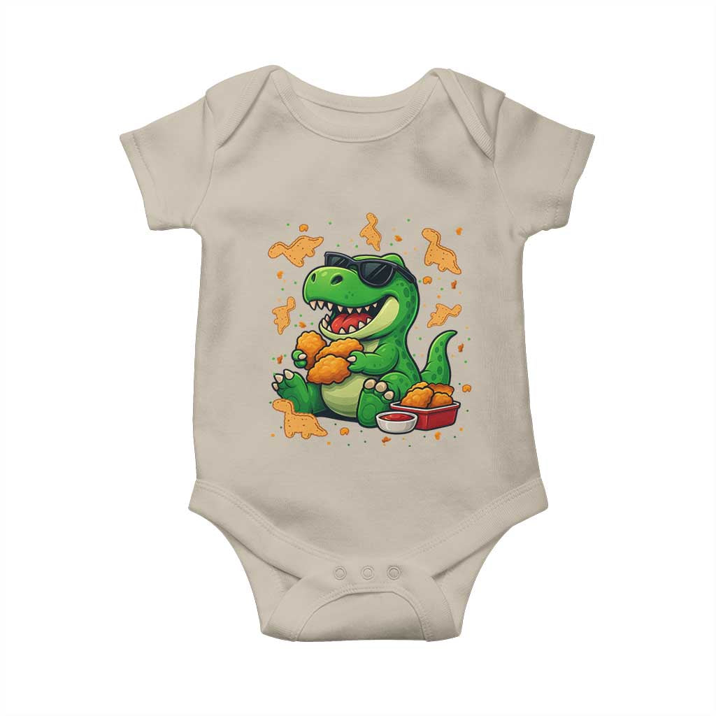 Funny Dinosaur Eating Chicken Nuggets Baby Onesie Food Lover Gift - Wonder Print Shop