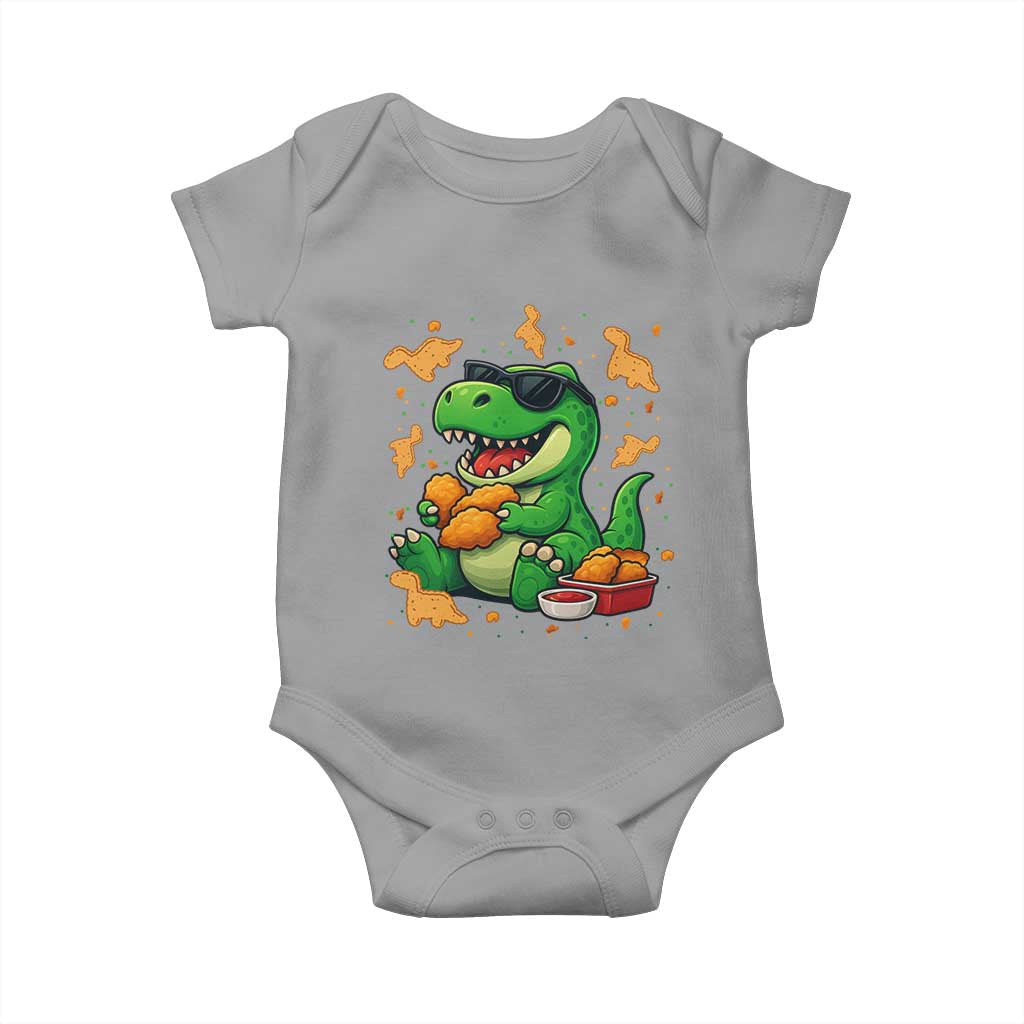 Funny Dinosaur Eating Chicken Nuggets Baby Onesie Food Lover Gift - Wonder Print Shop