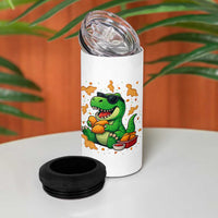 Funny Dinosaur Eating Chicken Nuggets 4 in 1 Can Cooler Tumbler Food Lover Gift