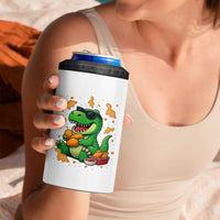 Funny Dinosaur Eating Chicken Nuggets 4 in 1 Can Cooler Tumbler Food Lover Gift
