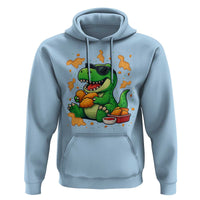 Funny Dinosaur Eating Chicken Nuggets Hoodie Food Lover Gift - Wonder Print Shop