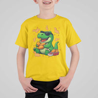 Funny Dinosaur Eating Chicken Nuggets T Shirt For Kid Food Lover Gift - Wonder Print Shop